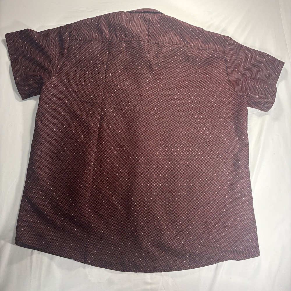 Mens XL Maroon Black Geometric Button Shirt Y2K Club Party Casual Short Sleeve - Picture 5 of 11